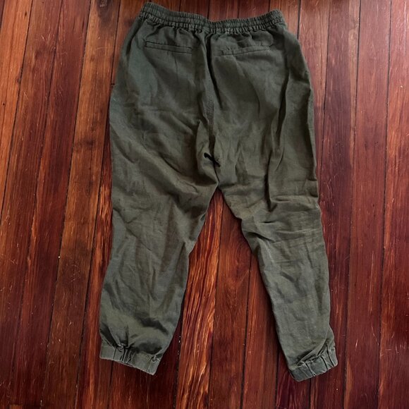 J. Crew x Point Sur seaside pant in dark green linen joggers - Picture 5 of 6